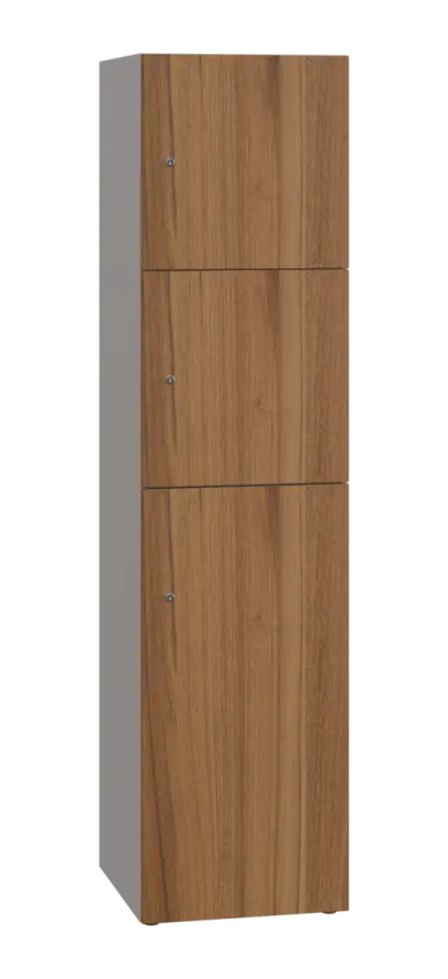 DOMINIT 432 úložná skříň 3-boxová, 1817x450x400 mm, korpus šedý, dvířka ořech světlý
